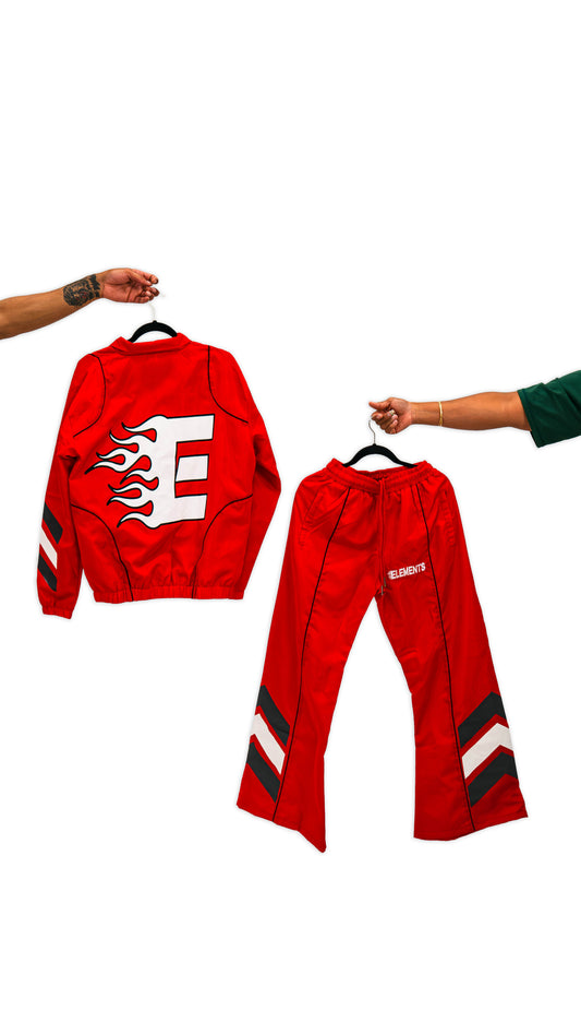 Red Flame Windbreaker Set